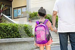 Father Walking To School With Children