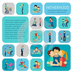 Fatherhood Flat Icons Set