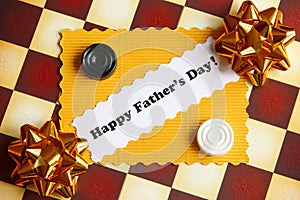 Fathers Day Card on Chessboard - Stock Photo