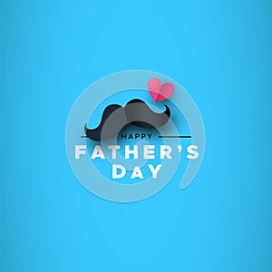 Fathers Day card of paper mustache with love icon