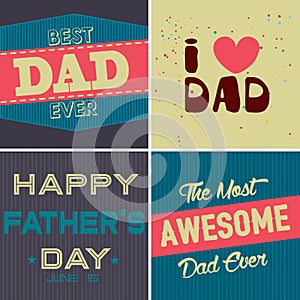 Fathers day card, retro style. vector illustration