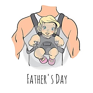 Fathers day card, retro style. vector illustration