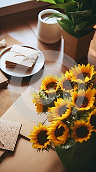 Fathers Day Cards in Neat Diagonal Stack on Wooden Table photo