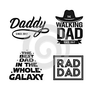 Fathers day gift for dad t-shirt design set. Vector vintage illustration.