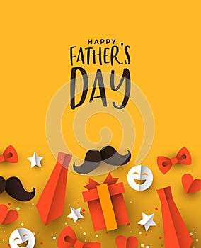 Fathers Day greeting card of dad paper icons