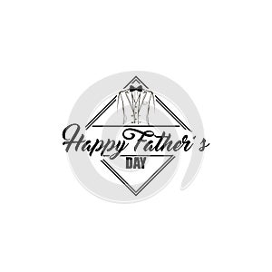 Fathers day greeting card. Fathers day symbols. Classic man suit, bow tie, decorations. Vector.