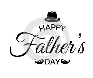 Fathers Day Greeting Card. Lettering Calligraphic Design in black isolated on white background. Happy Fathers Day
