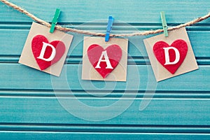 Fathers day message on felt hearts