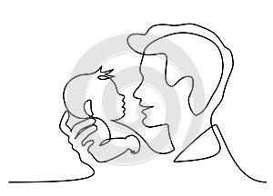 Fathers Day one Line Art Father baby