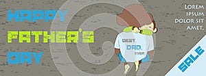 Fathers day sale banner with cute monkey