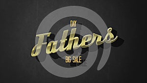 Fathers Day sale metallic golden font on black background