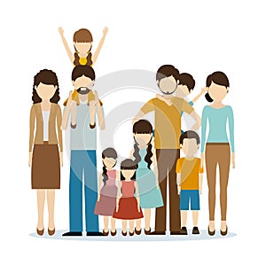 Fathers and mothers with sons vector design