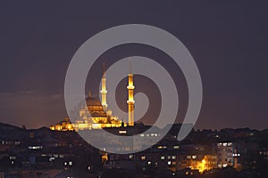 Fatih Mosque in Istanbul by night