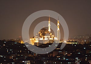 Fatih Sultan Camii Mosqueat night Istanbul, Turkey