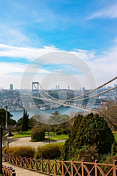 Fatih Sultan Mehmet Bridge and cityscape of Istanbul from Otagtepe