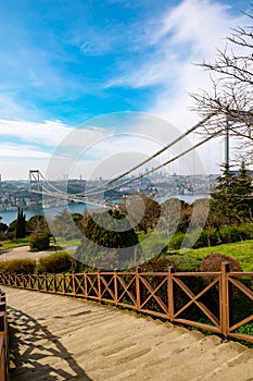 Fatih Sultan Mehmet Bridge and cityscape of Istanbul view from Otagtepe