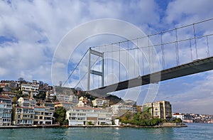 Fatih Sultan Mehmet Bridge over Hisarustu neighborhood, Istanbul, Turkey