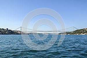 The Fatih Sultan Mehmet Bridge spans the Bosphorous strait of Istanbul, Turkey