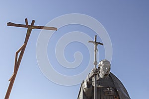 Fatima Pope John Paul II statue and modern cross