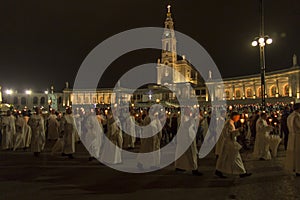 Fatima, Portugal, 11 June 2018: Evening celebrations at the square in front of the Basilica of Our Lady of the Rosary of Fatima