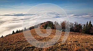 Fatra above clouds at autumn