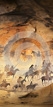 Fattoria Di Felsina: Cave Painting Of Native Americans In Atmospheric Watercolours photo