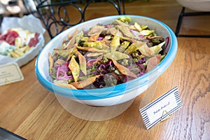 Fattoush salad in a bowl on the table