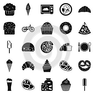 Fatty food icons set, simple style