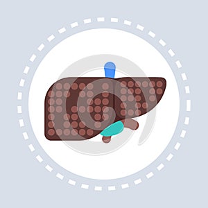 Fatty liver disease sick internal organ bad nutrition healthcare medical service logo medicine and health symbol concept