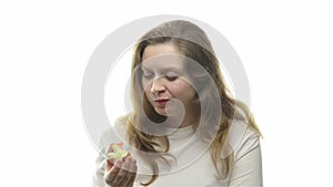 Fatty woman eating apple, eight video