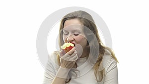 Fatty woman eating apple, fourth video