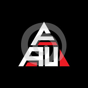 FAU triangle letter logo design with triangle shape. FAU triangle logo design monogram. FAU triangle vector logo template with red
