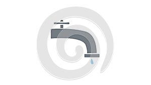 Faucet dripping 4k animation, save water concept