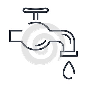 Faucet with dripping water, vector isolated icon