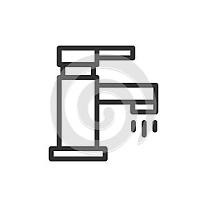 Faucet flat line vector icon isolated on white