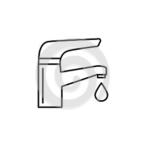 Faucet icon. Simple line, outline  bathroom icons for ui and ux, website or mobile application