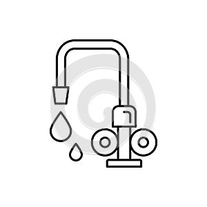 Faucet icon. Simple line, outline  bathroom icons for ui and ux, website or mobile application