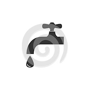 Faucet icon, water tap sign. Vector illustration. Flat design