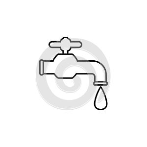 Faucet icon, water tap sign. Vector illustration. Flat design