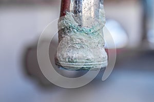 Faucet with lime deposit calcified