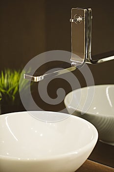 Faucet in luxury bathroom.