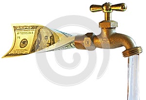 Faucet, processing dollars in water