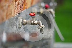 Faucet with red handle