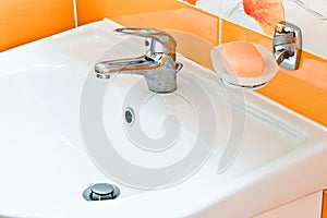 Faucet sink and soap bar