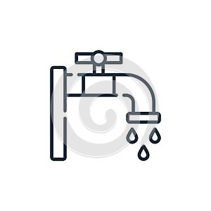 Faucet vector icon isolated on white background. Outline, thin line faucet icon for website design and mobile, app development.