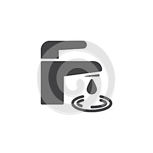 Faucet with water drop vector icon