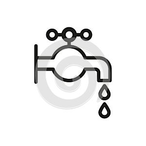 Faucet water icon - editable stroke