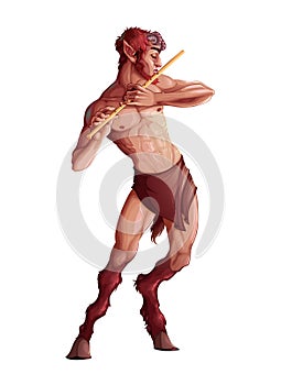 Faun playing the flute photo