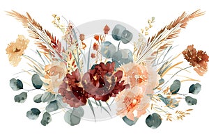 Fauvist Style Watercolor Floral Bouquet Design Generative AI photo