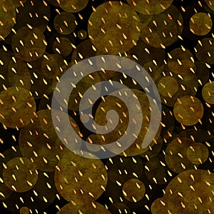 Faux Gold Foil Glitter Polka Dots Black Background